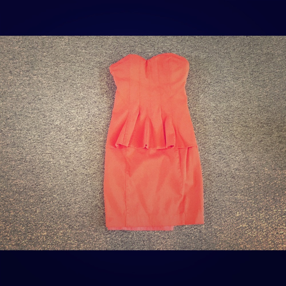 Deep orange Bebe dress.